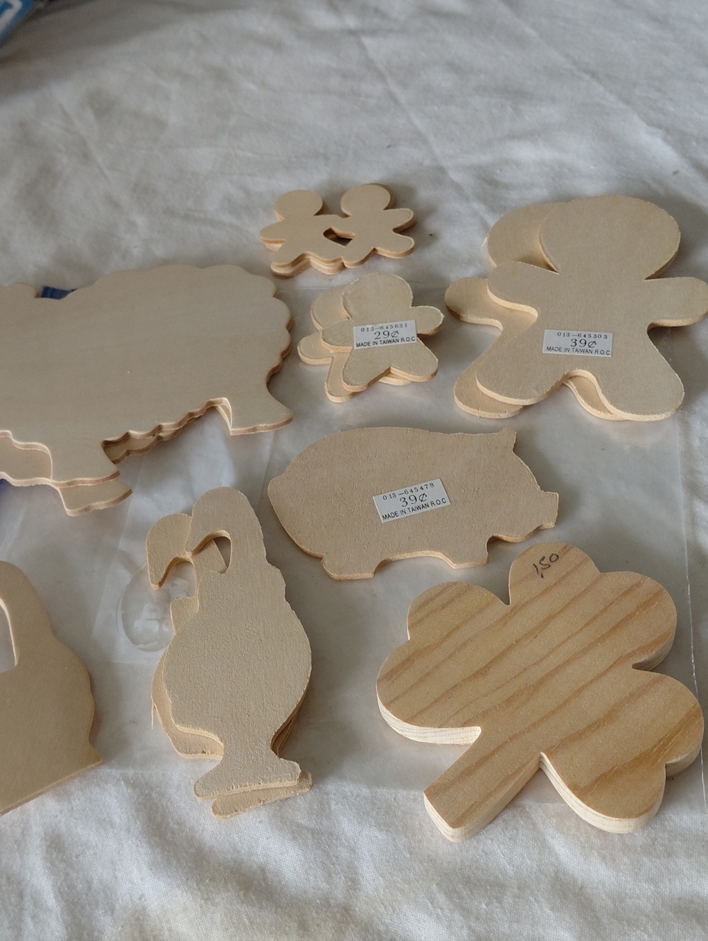 Craft Bundle Of Unfinished Wooden Shape Cutouts - Natural Wood